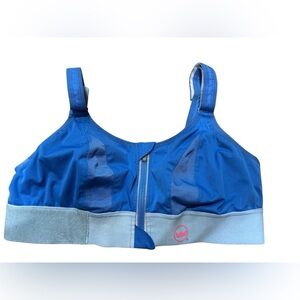 SHEFIT High Impact Zip Front Sports Bra Royal Blue Size Luxe Large
